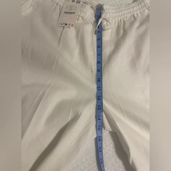 NWT Zara White Linen Wide-Leg Pants - Picture 10 of 14